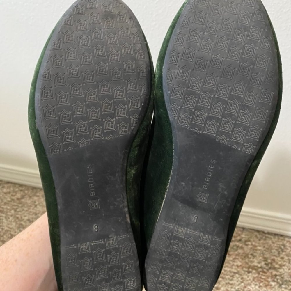 Birdies Starling Green Velvet Flats / Loafers - Picture 2 of 5